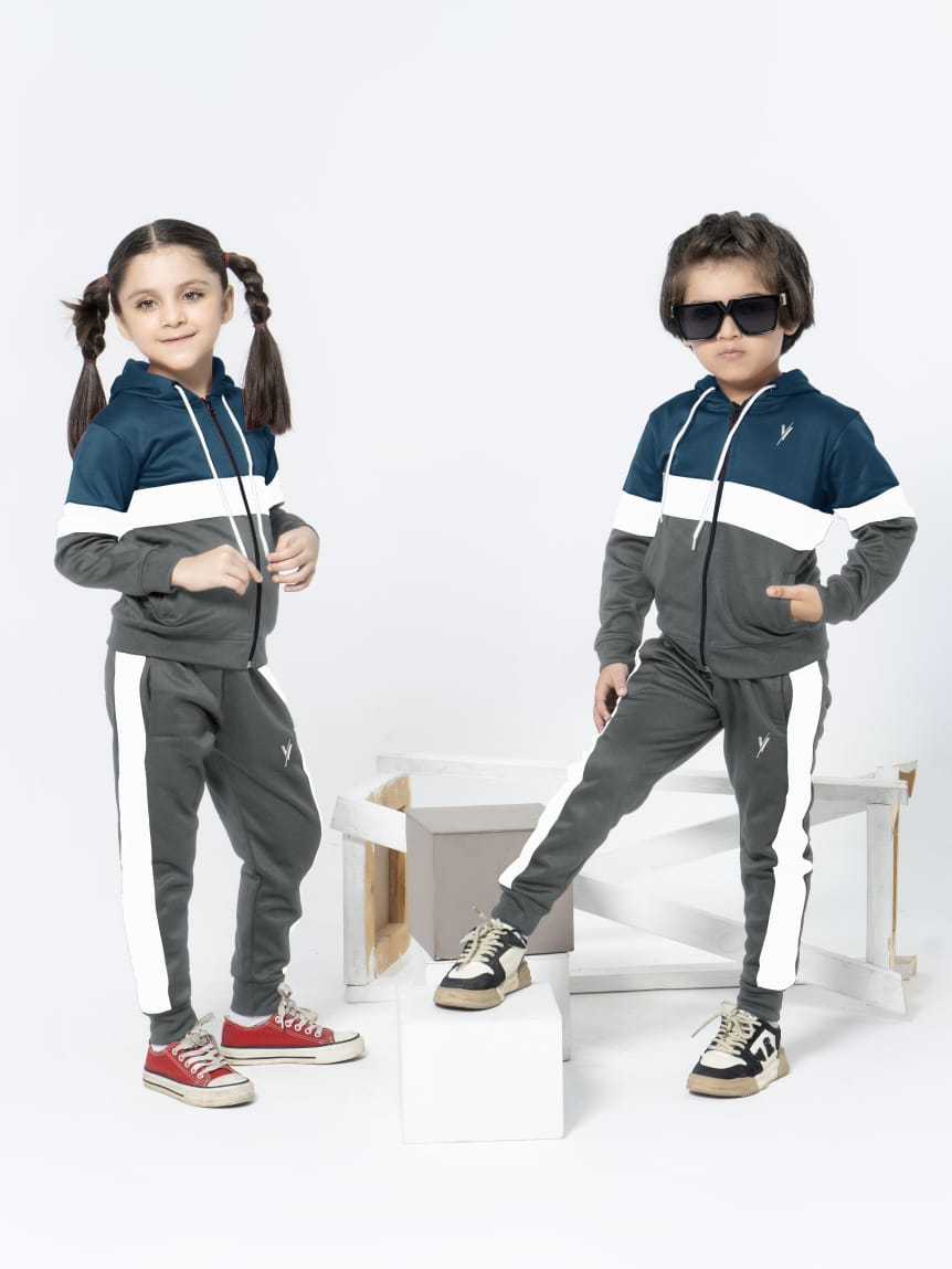 Hooded Tracksuit For Boys & Girls, Poly Athletic Fleece #VWT06-D