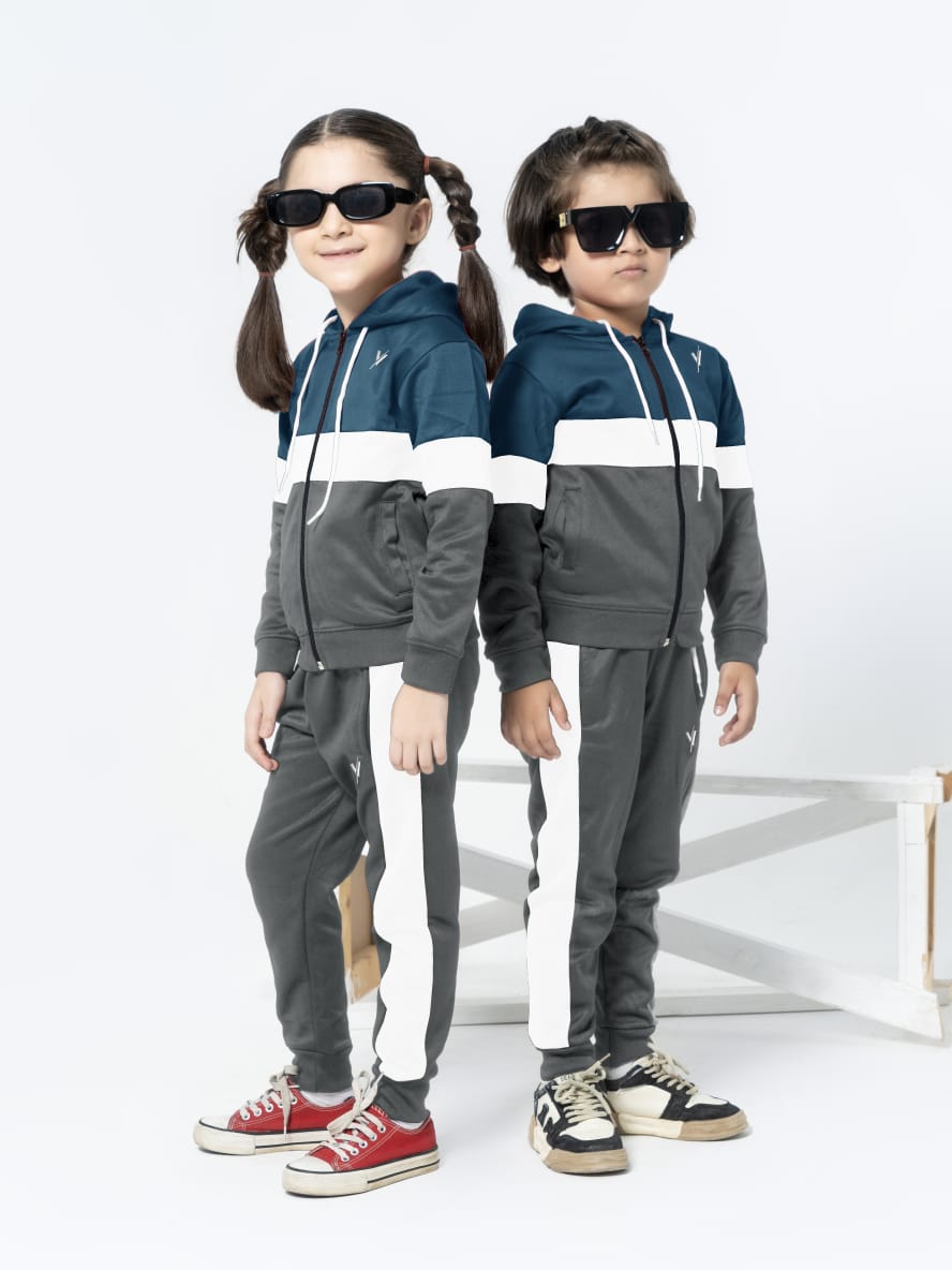 Hooded Tracksuit For Boys & Girls, Poly Athletic Fleece #VWT06-D