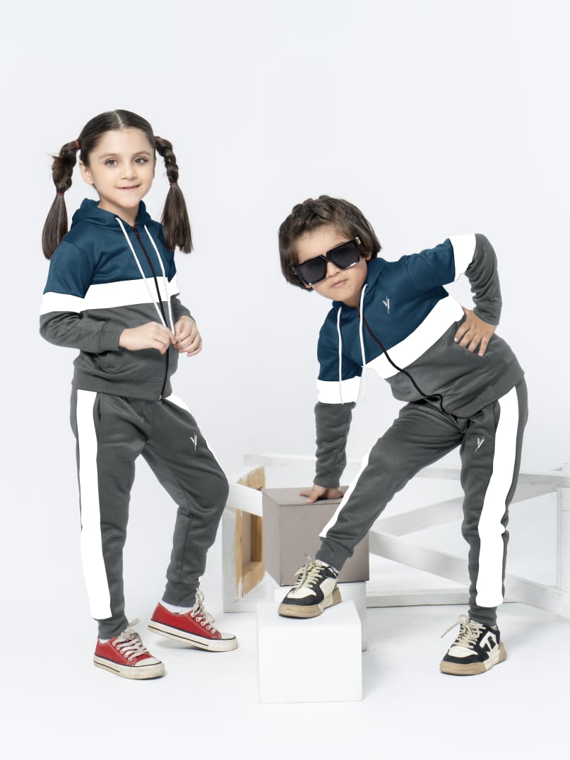 Hooded Tracksuit For Boys & Girls, Poly Athletic Fleece #VWT06-D