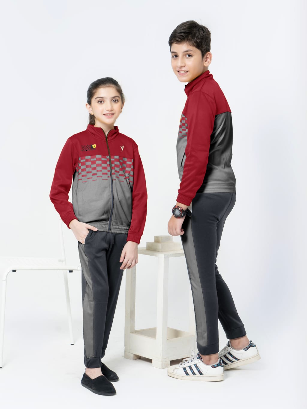 Mock Neck Tracksuit For Boys & Girls, Poly Athletic Fleece #VWT09-B