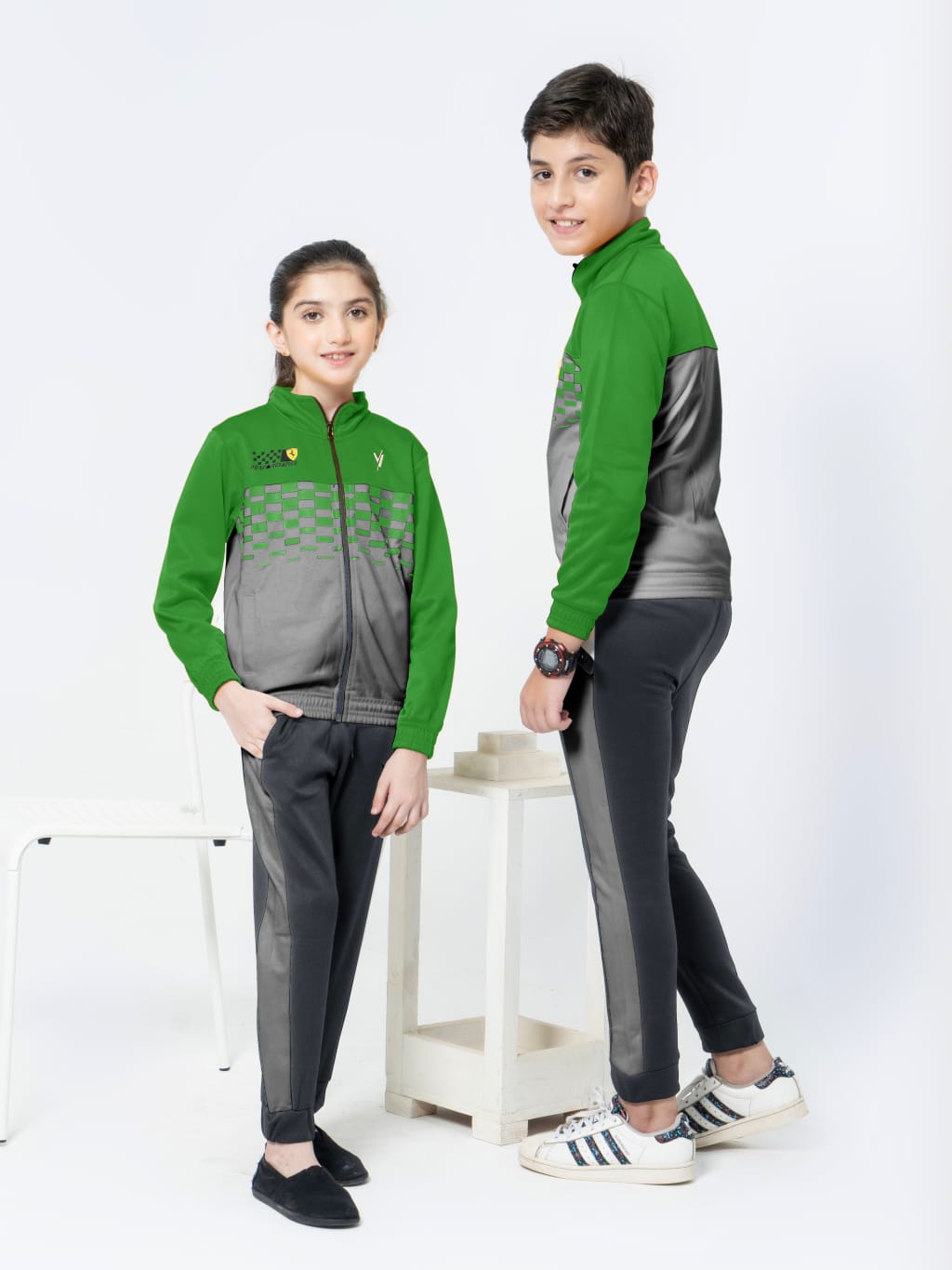 Mock Neck Tracksuit For Boys & Girls, Poly Athletic Fleece #VWT09-A