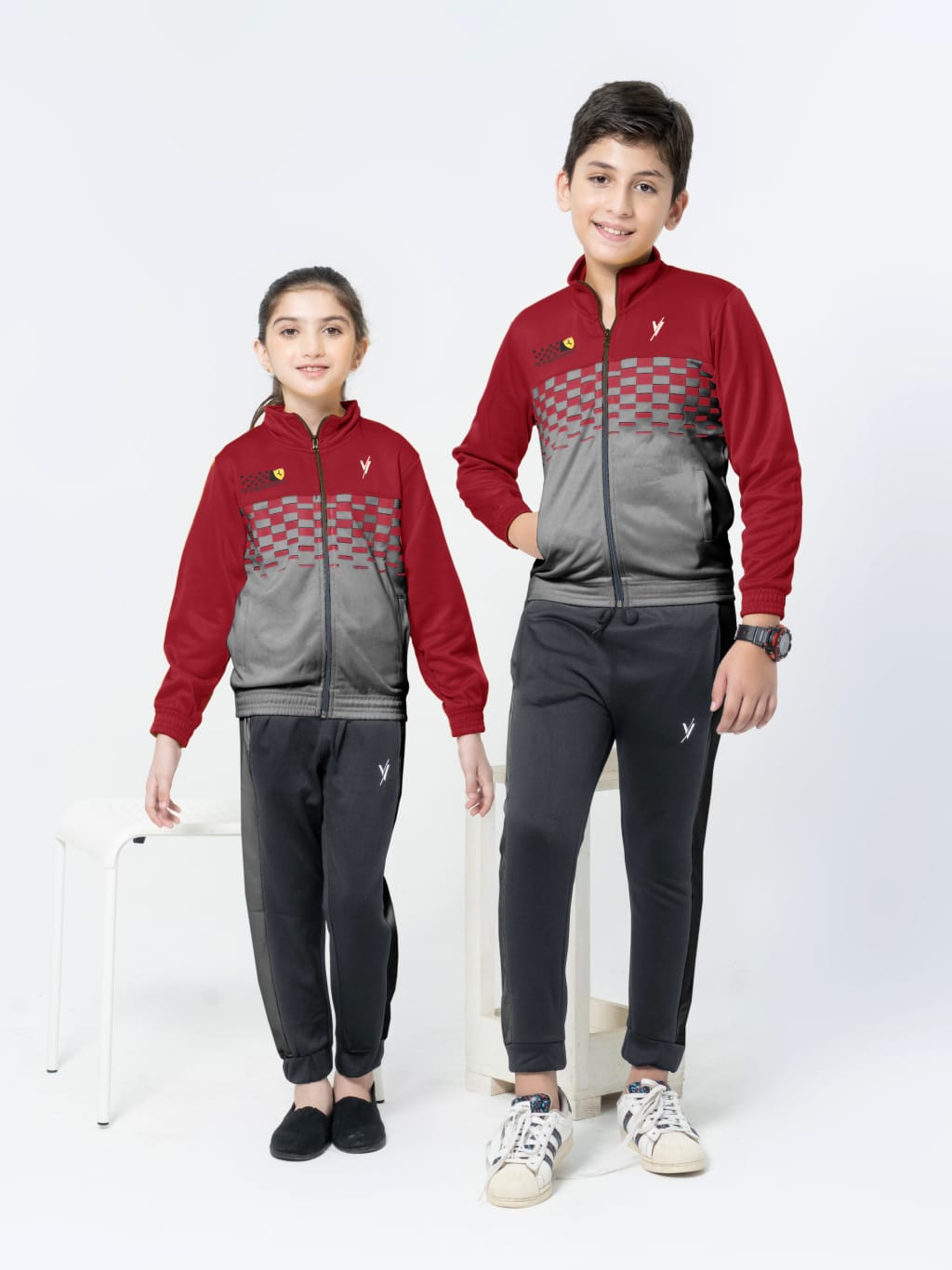 Mock Neck Tracksuit For Boys & Girls, Poly Athletic Fleece #VWT09-B