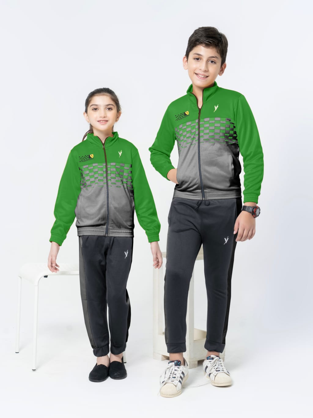 Mock Neck Tracksuit For Boys & Girls, Poly Athletic Fleece #VWT09-A