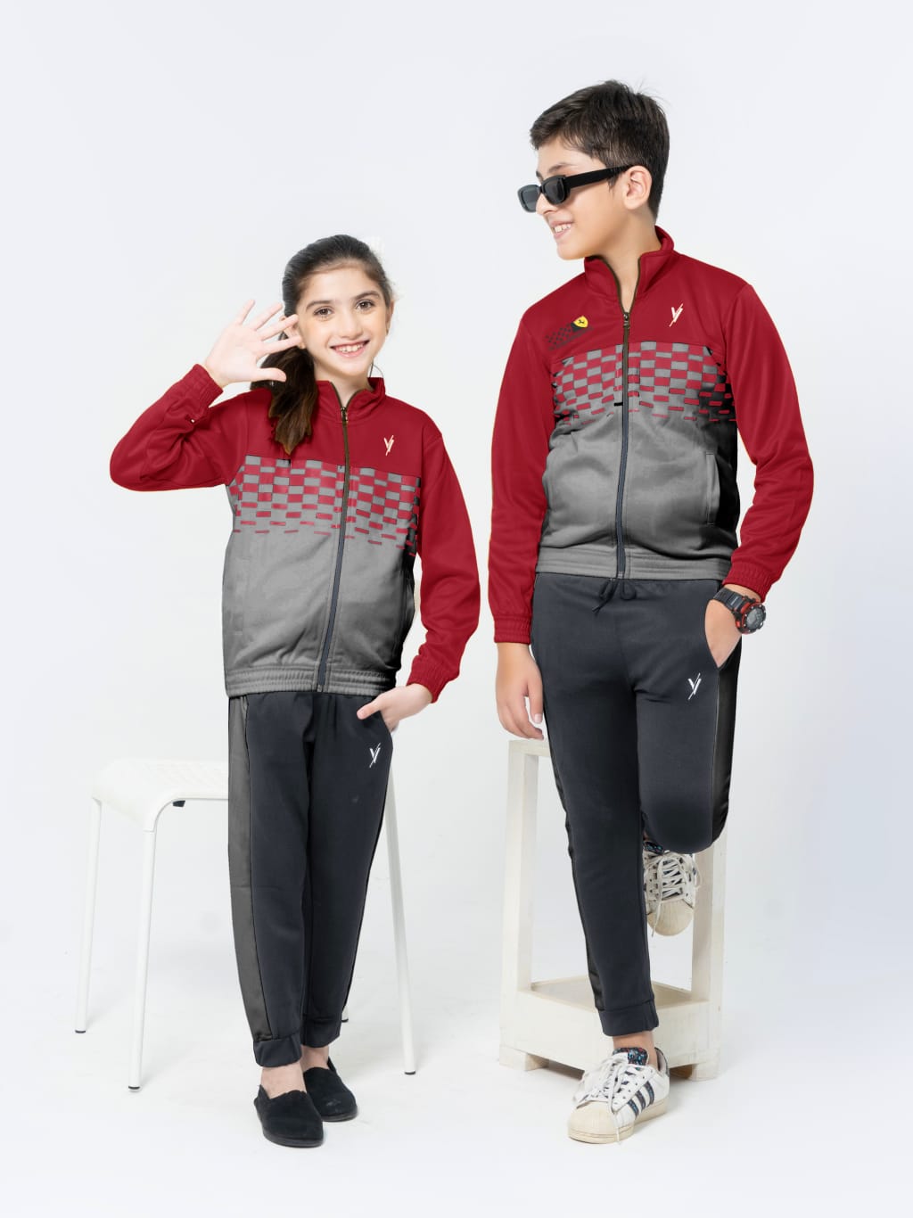 Mock Neck Tracksuit For Boys & Girls, Poly Athletic Fleece #VWT09-B