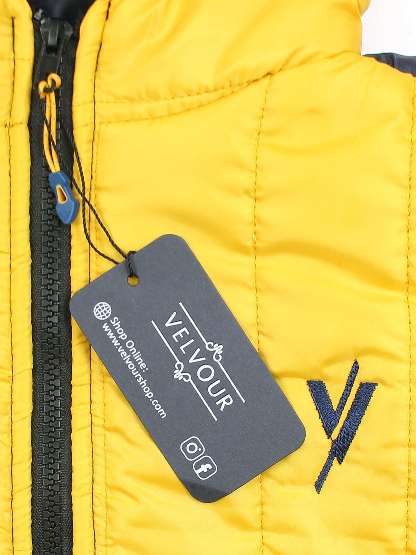 Full Sleeves Hooded Puffer Jacket Boys & Girls VJ010-A Yellow/Navy