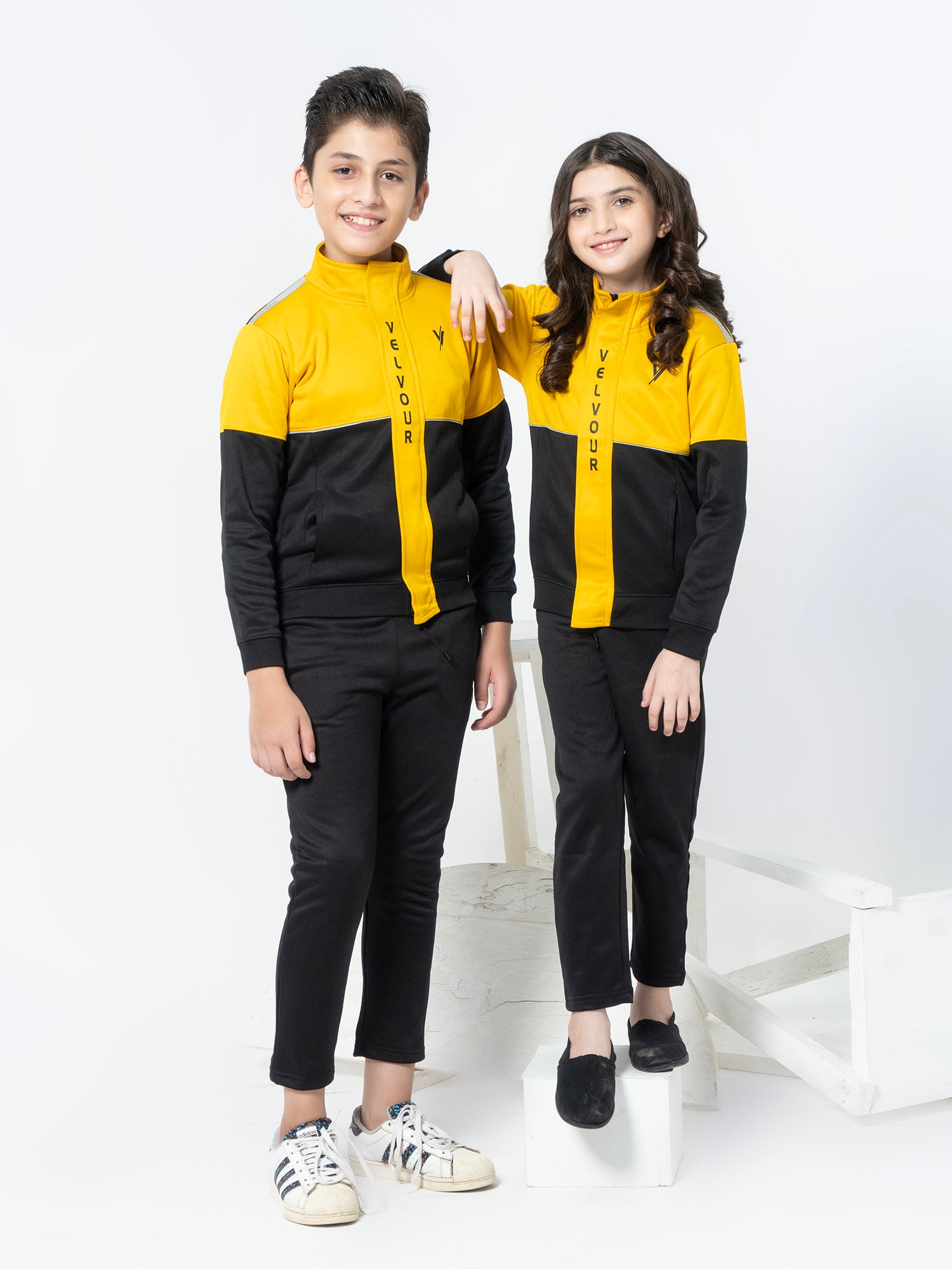 Mock Neck Tracksuit For Boys & Girls, Poly Athletic Fleece #VWT02-B
