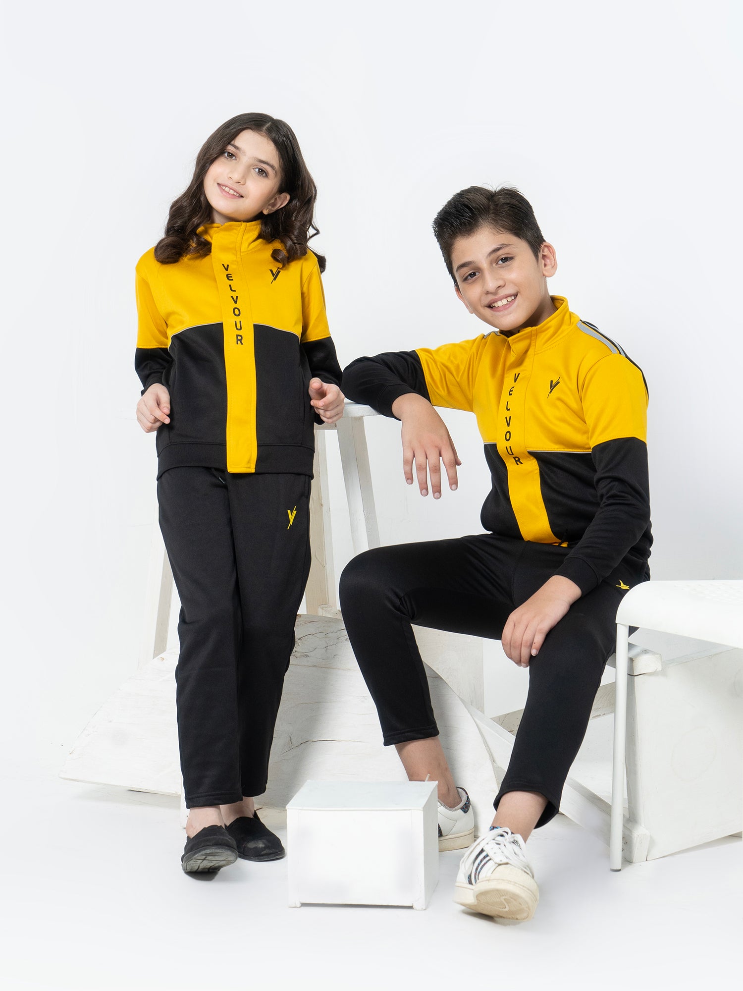 Mock Neck Tracksuit For Boys & Girls, Poly Athletic Fleece #VWT02-B