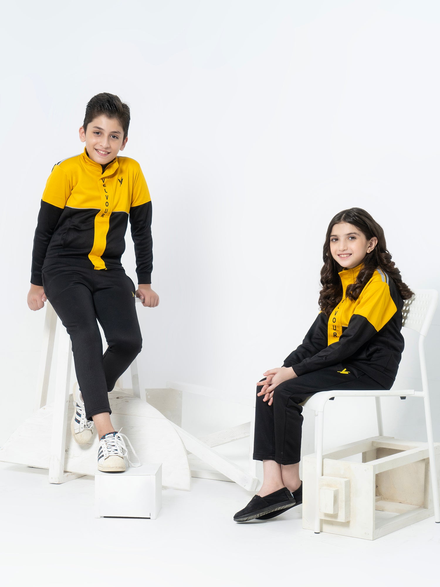 Mock Neck Tracksuit For Boys & Girls, Poly Athletic Fleece #VWT02-B
