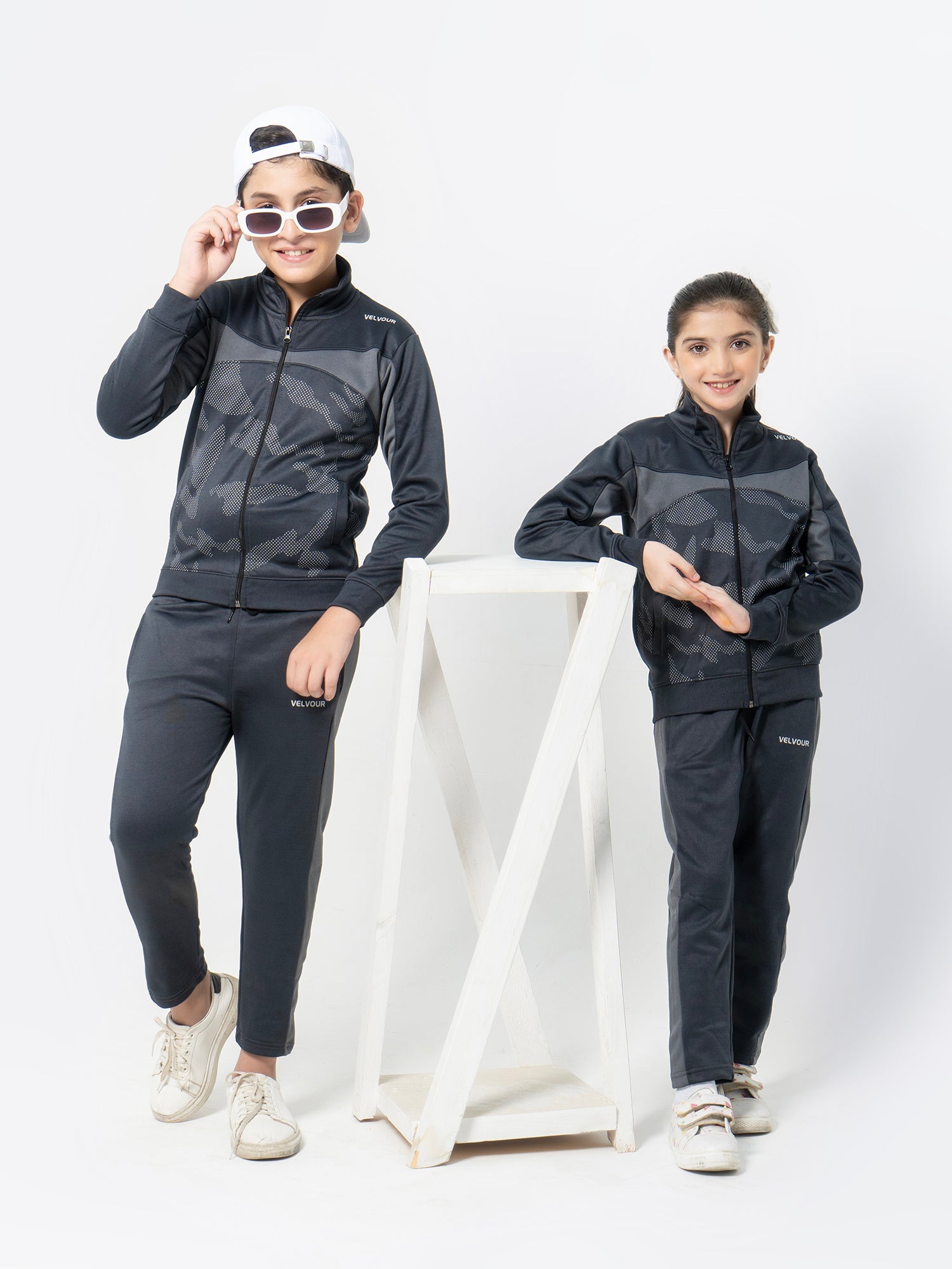 Mock Neck Tracksuit For Boys & Girls, Poly Athletic Fleece #VWT03-C