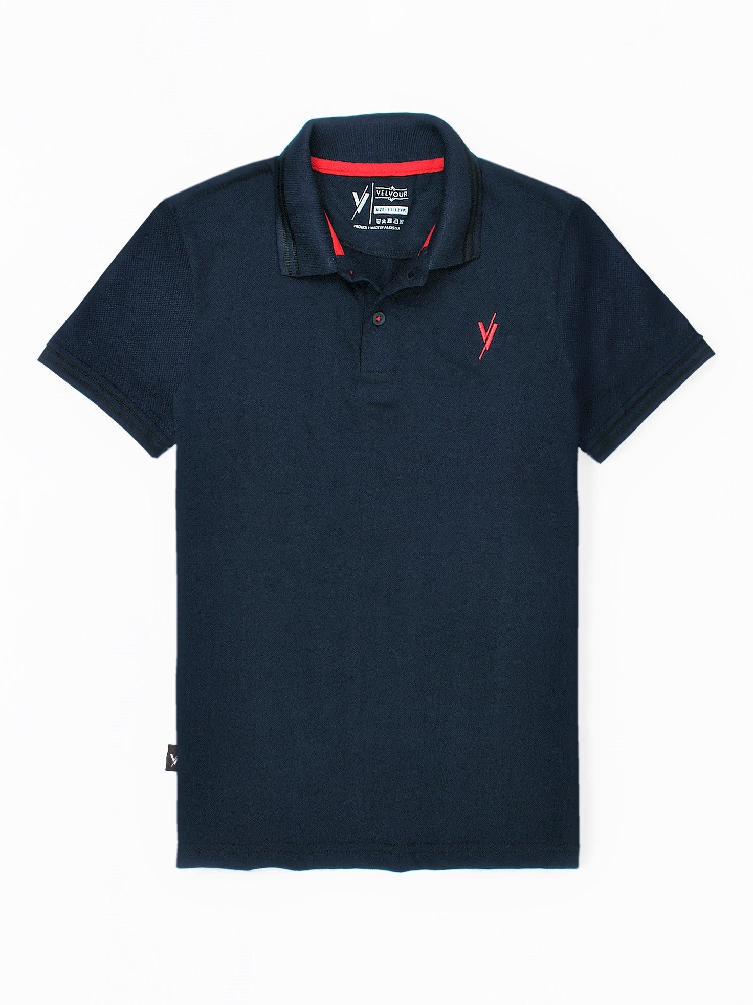Tipping Collar Polo Shirt For Boys plain Navy Blue