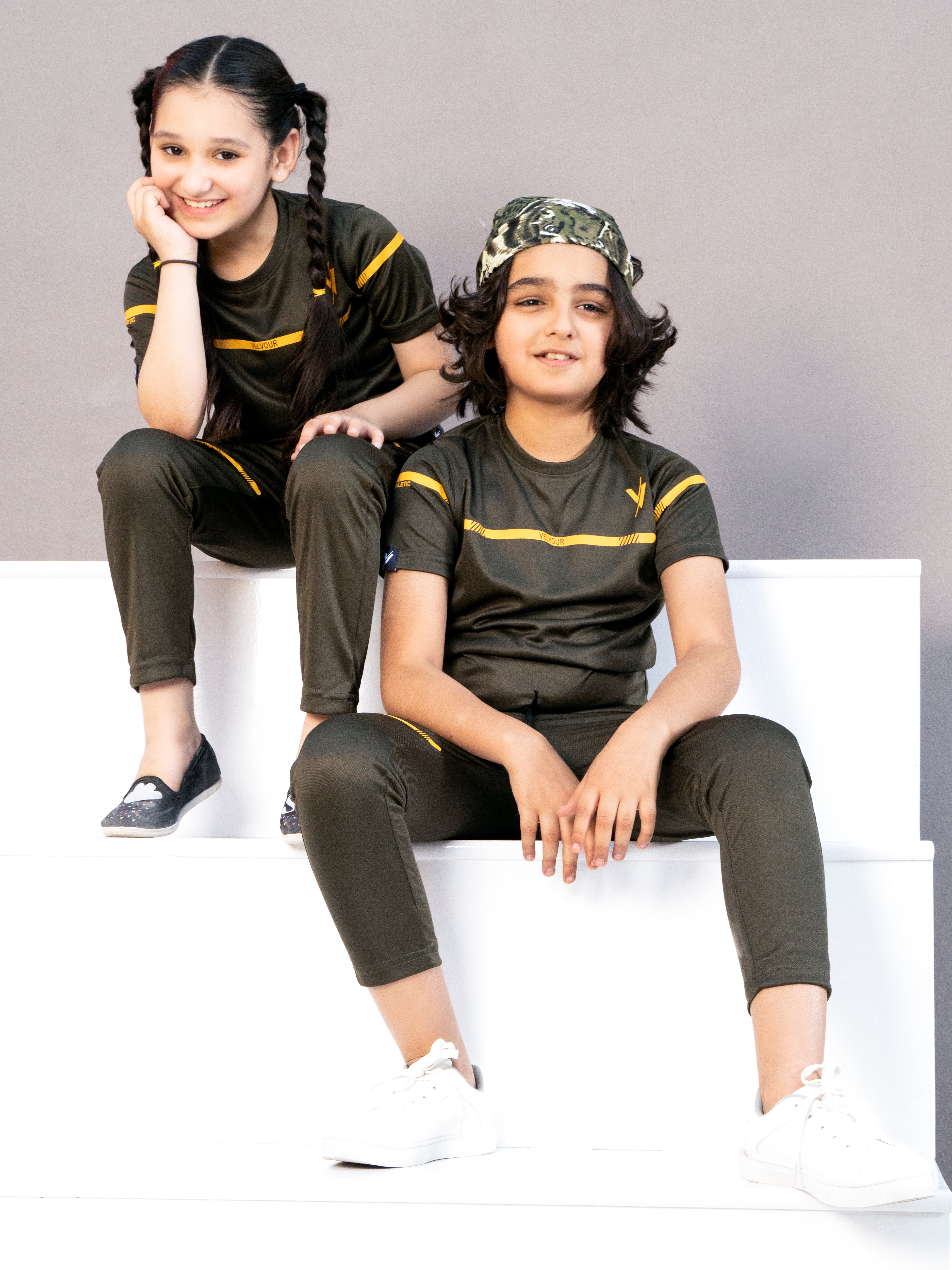 Tracksuit For Boys & Girls Poly athletic Fabric VBTS010-B Olive