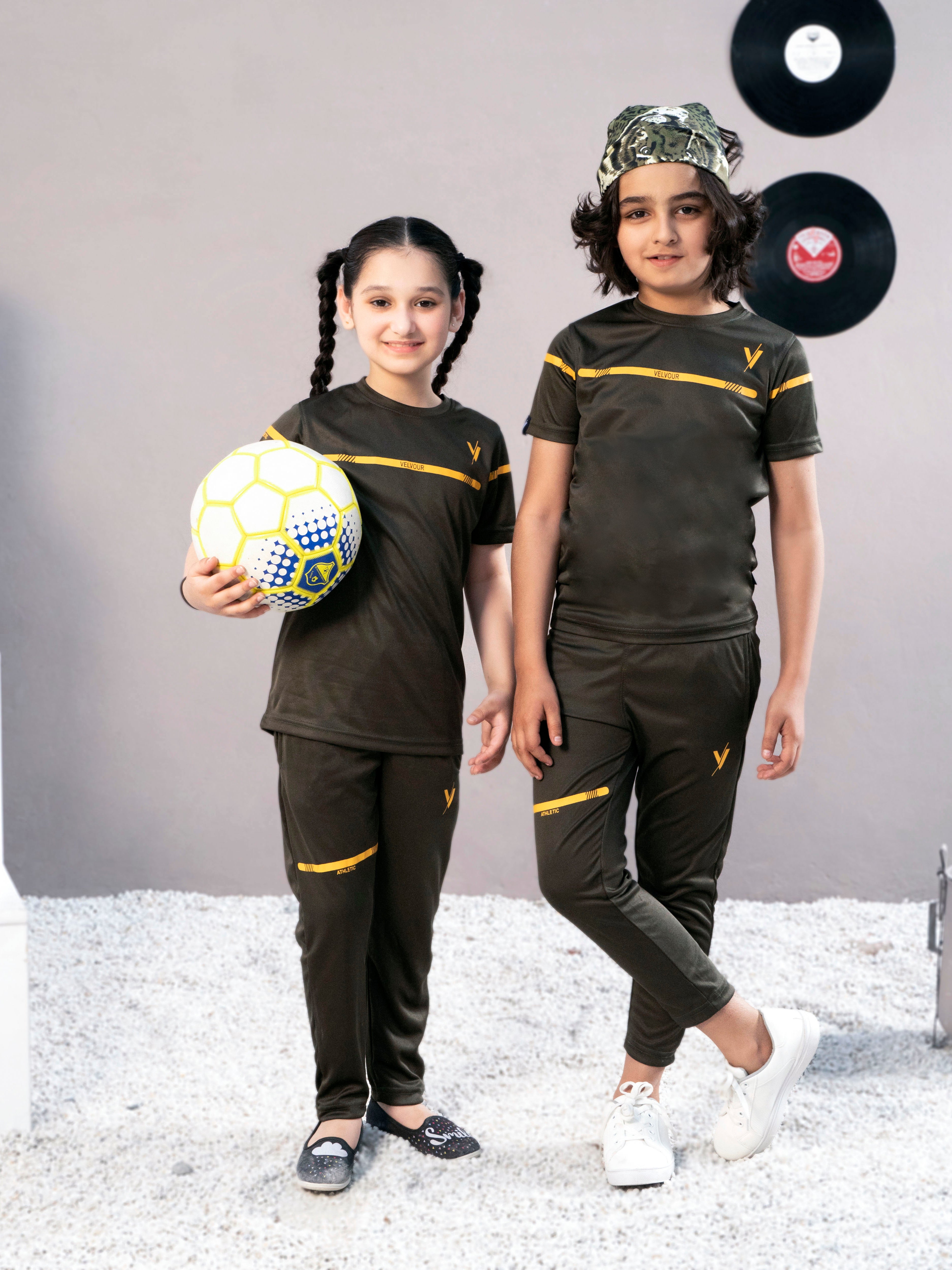 Tracksuit For Boys & Girls Poly athletic Fabric VBTS010-B Olive