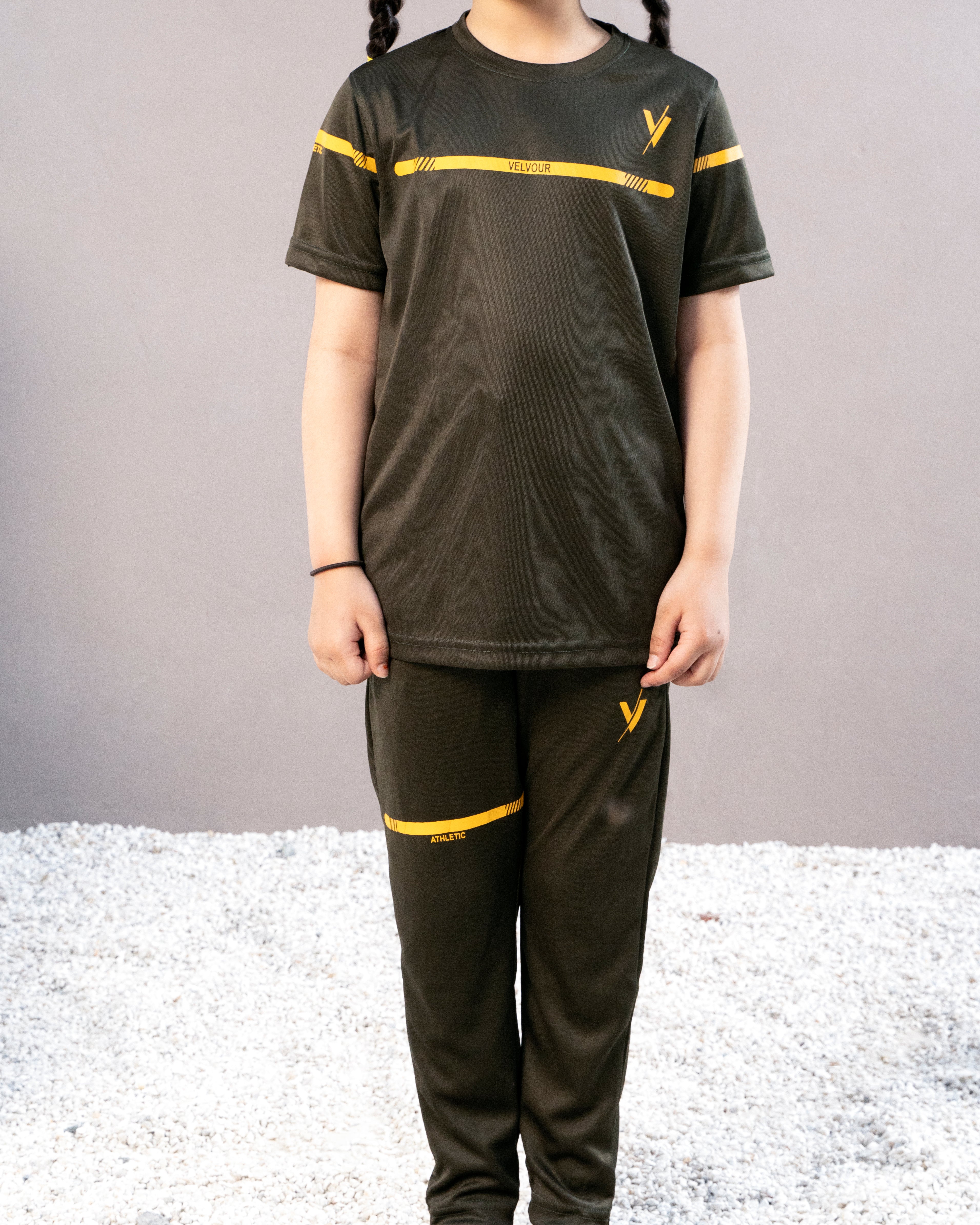 Tracksuit For Boys & Girls Poly athletic Fabric VBTS010-B Olive