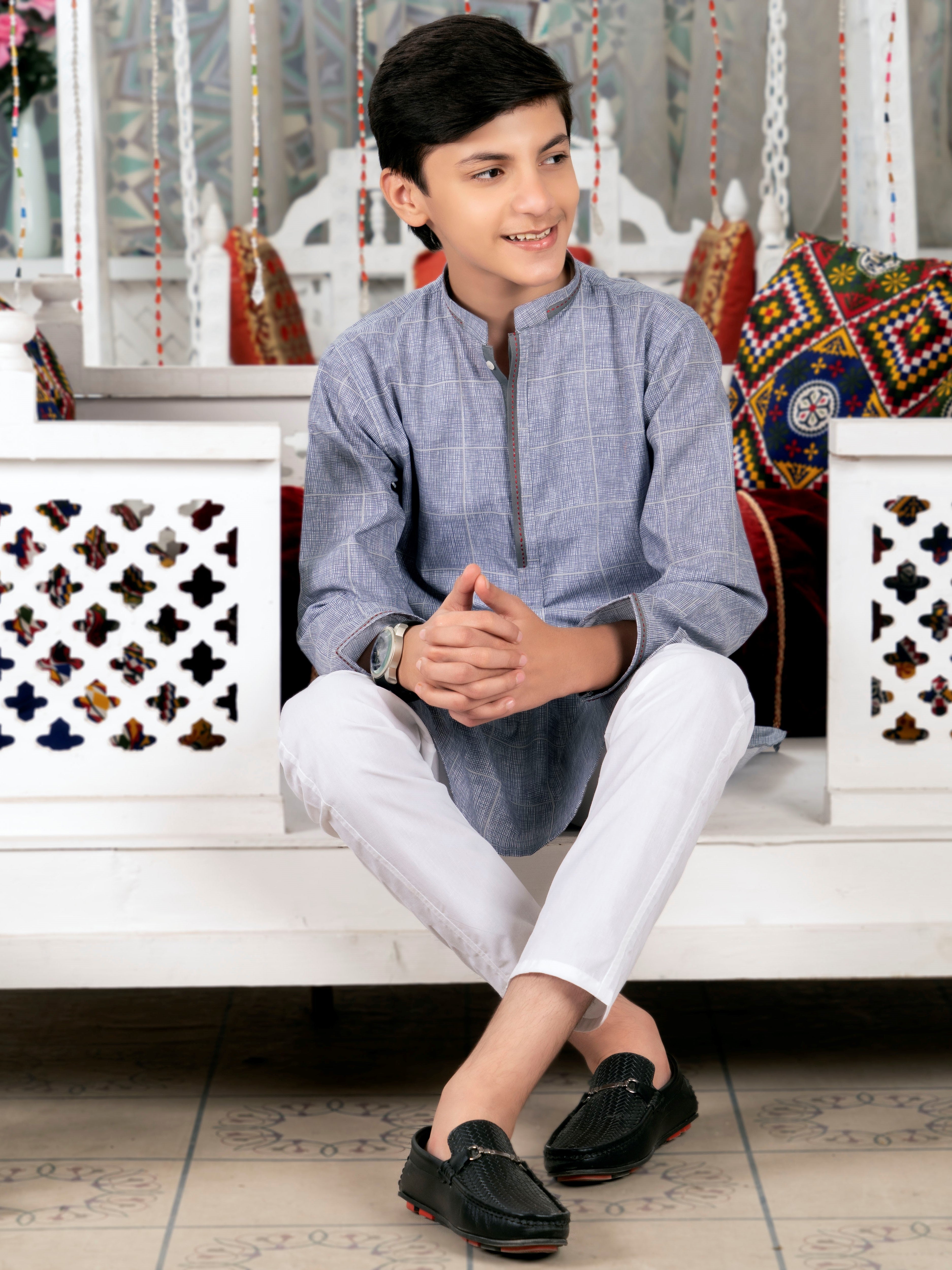 Boys Embroidered Kurta ART VB131 Grey