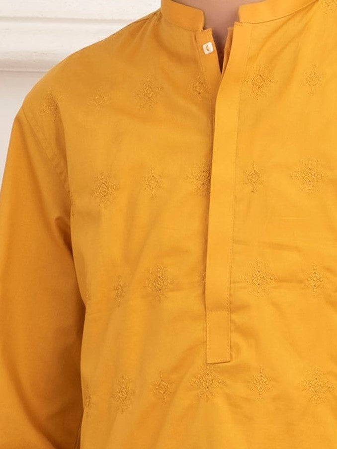 Boys Embroidered Kurta ART VB140 Mango Yellow