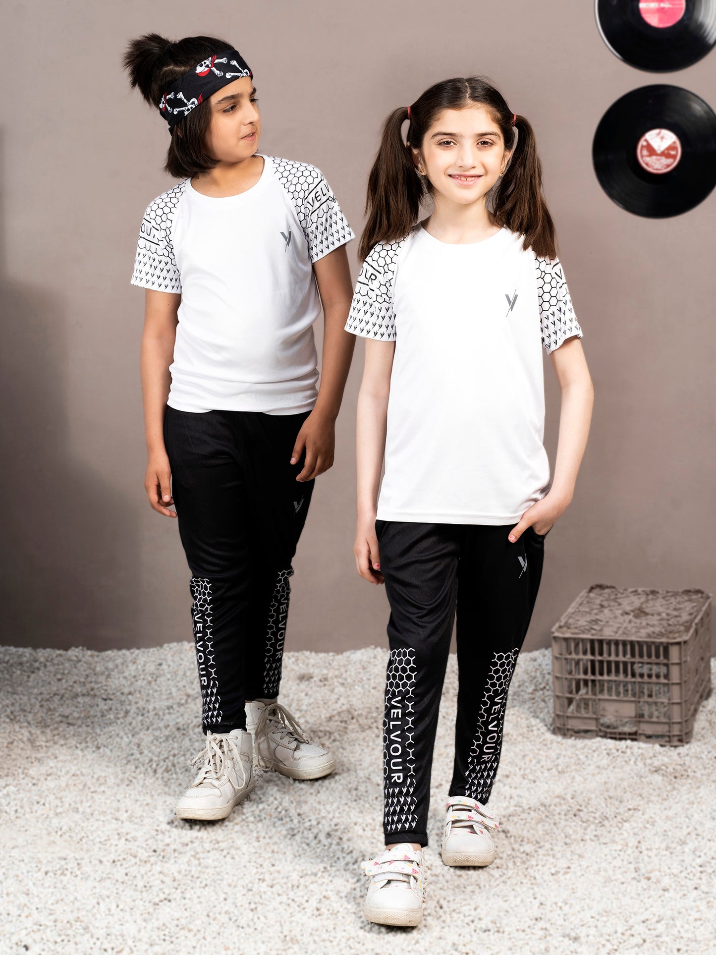 Tracksuit For Boys & Girls Poly athletic Fabric ART #VBTS09-C White