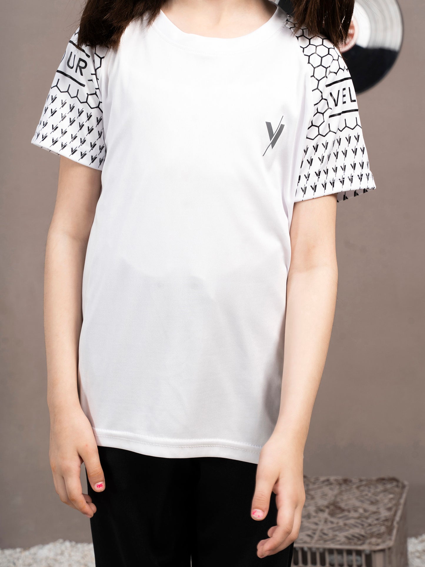Tracksuit For Boys & Girls Poly athletic Fabric ART #VBTS09-C White