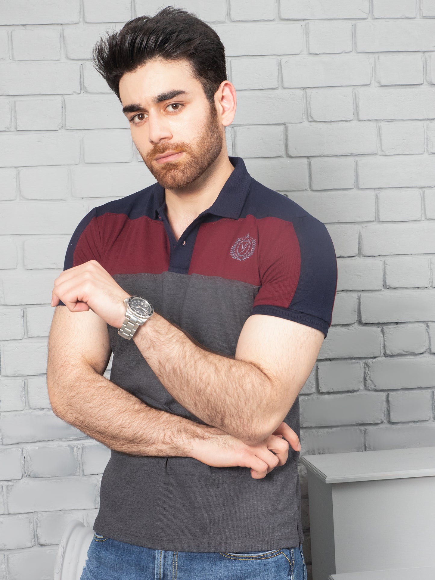 Mens Polo Shirt (Short Sleeve) By Velvour Art #VMP04-C/NBM - Velvour Shop