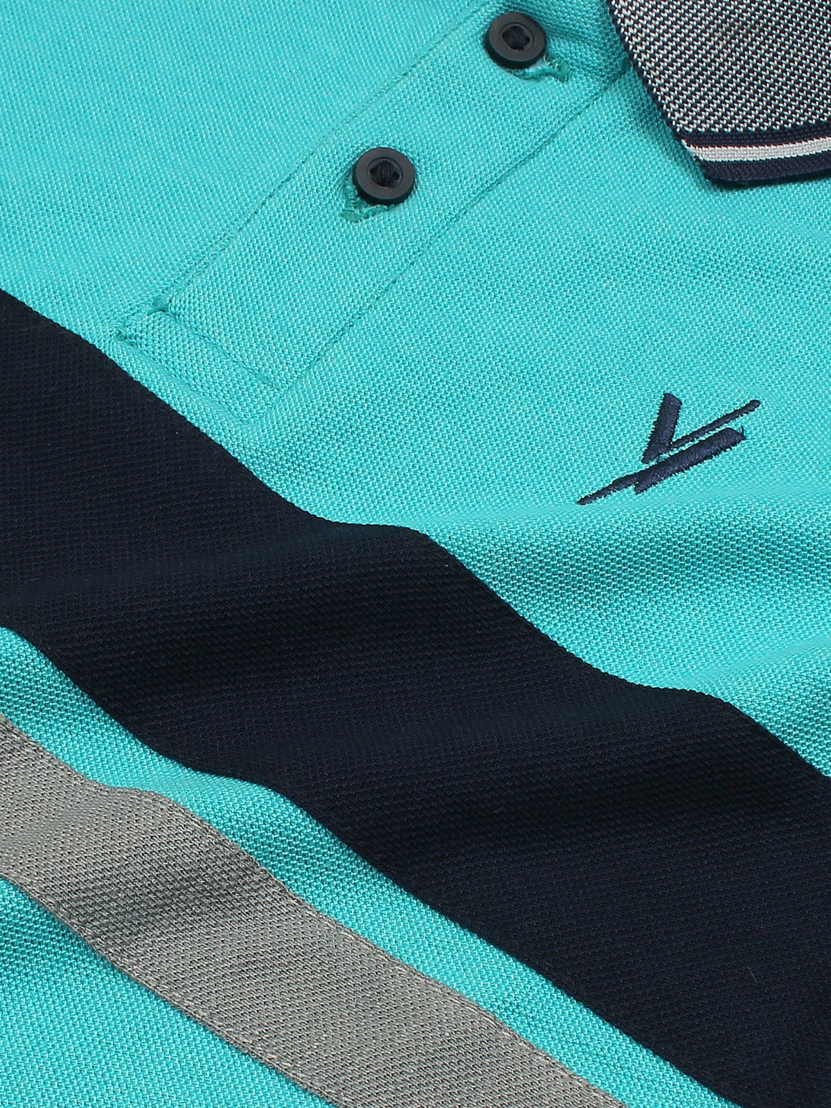 Navy Tipping Collar Polo Shirt For Boys Ferozi And Navy