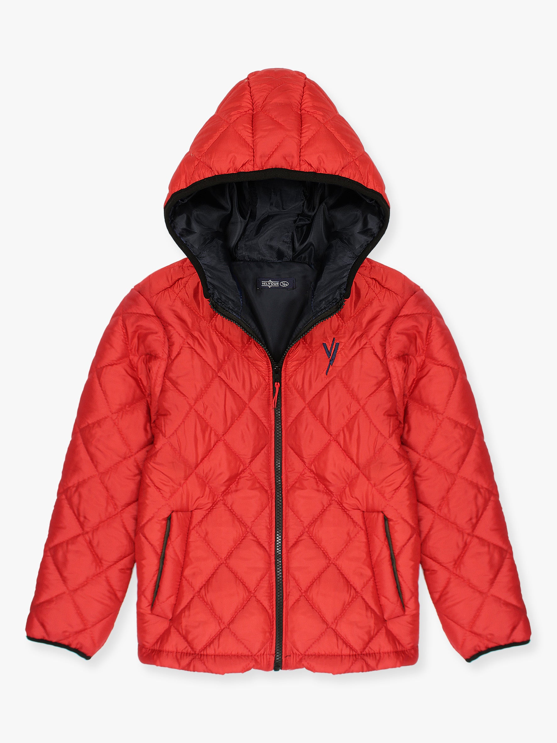 Full Sleeves Hooded Puffer Jacket Boys & Girls Red VJ19C