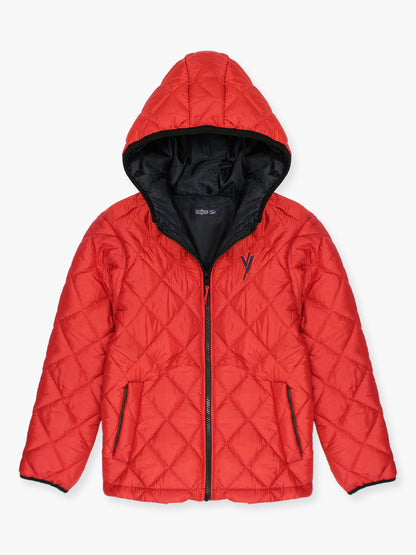 Full Sleeves Hooded Puffer Jacket Boys & Girls Red VJ19C