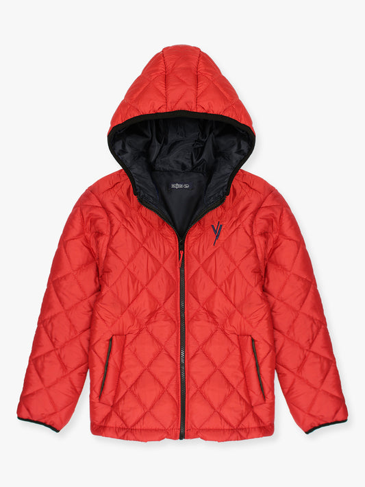 Full Sleeves Hooded Puffer Jacket Boys & Girls Red VJ19C