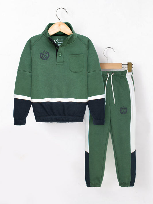 Mock Neck Tracksuit For Boys & Girls, Fleece #VWT25-C