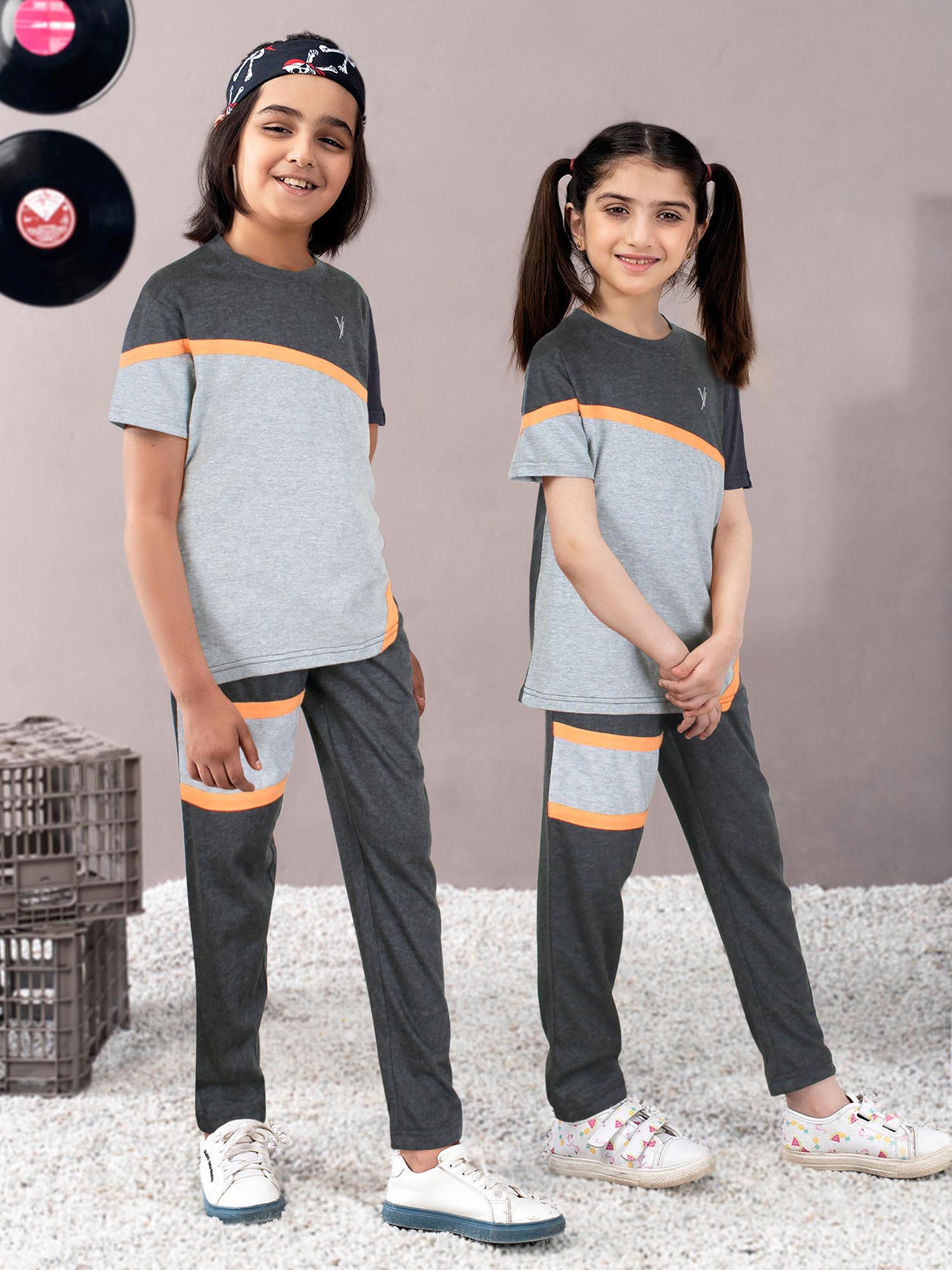Tracksuit For Boys & Girls Single Jersey Fabric Charcoal VBTS-20B
