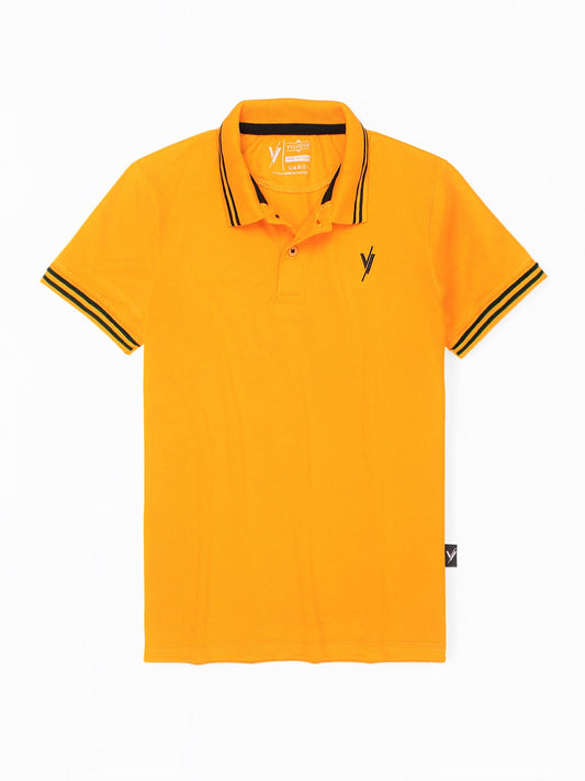 Tipping Collar Polo Shirt For Mens plain Yellow