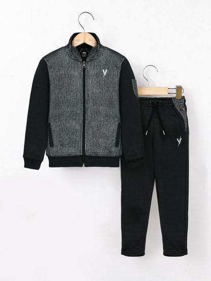 Mock Neck Tracksuit For Boys & Girls, Fleece #VWT33-B