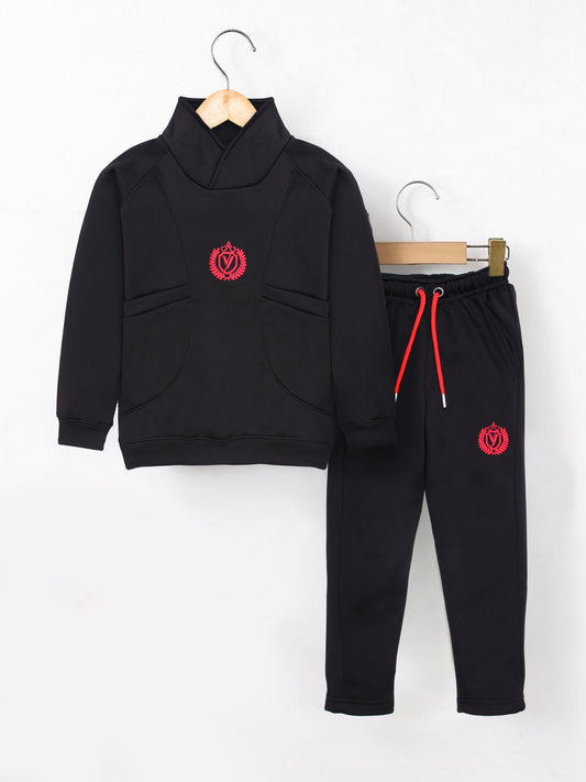 Mock Neck Tracksuit For Boys & Girls, Fleece #VWT22-C