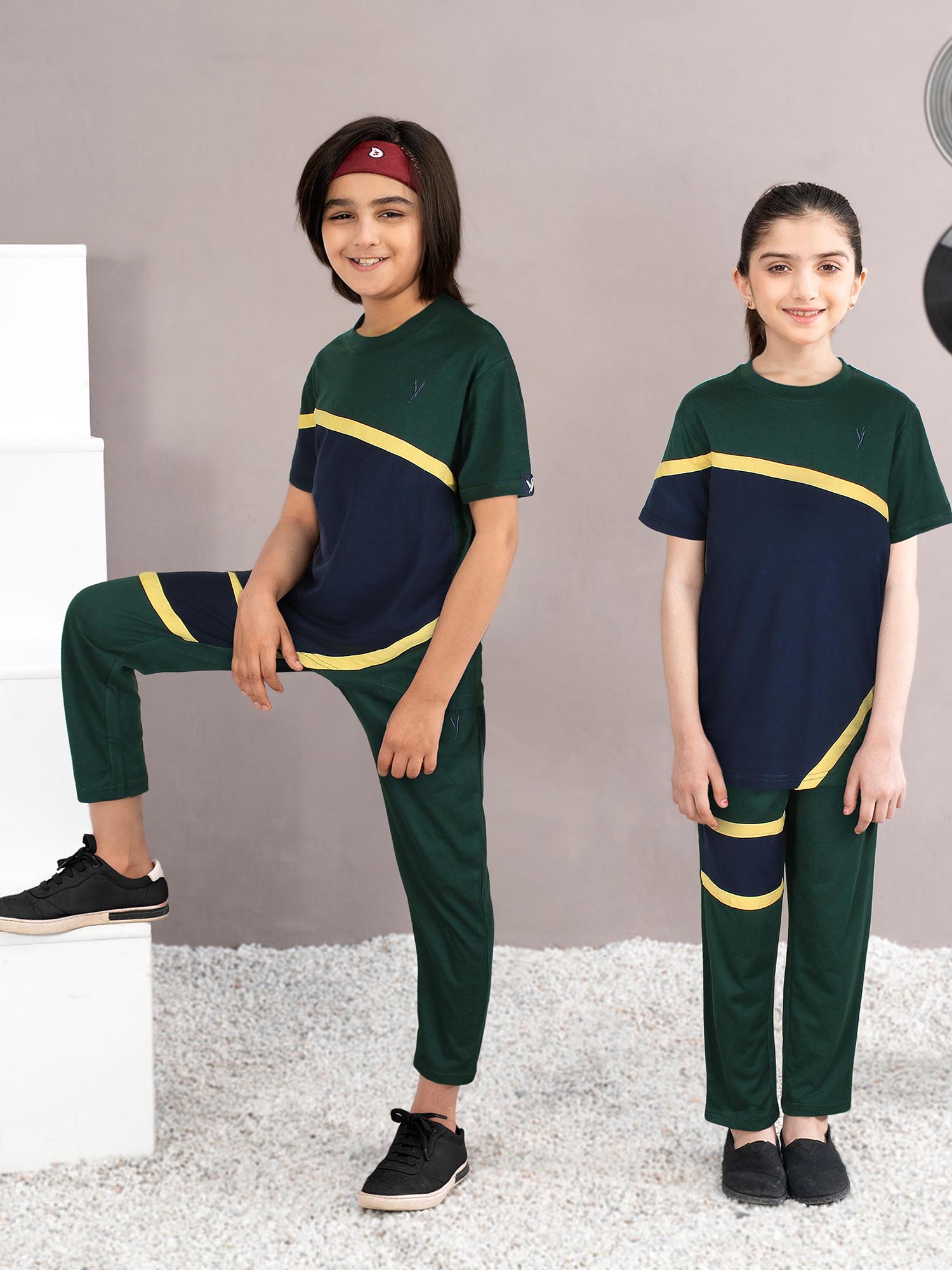 Tracksuit For Boys & Girls Single Jersey Fabric Green VBTS-20A