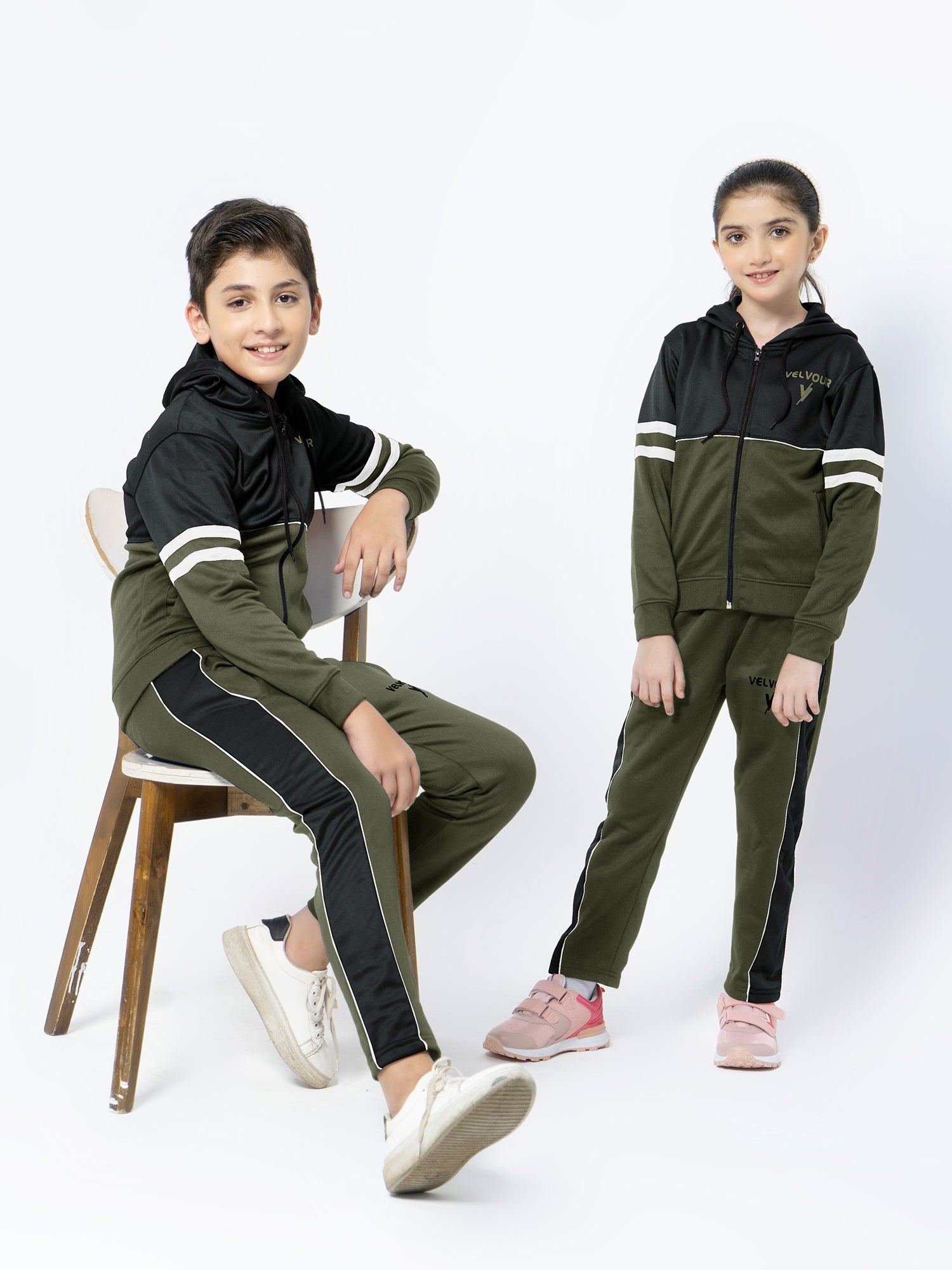 Hooded Tracksuit For Boys & Girls, Poly Athletic Fleece #VWT08-D