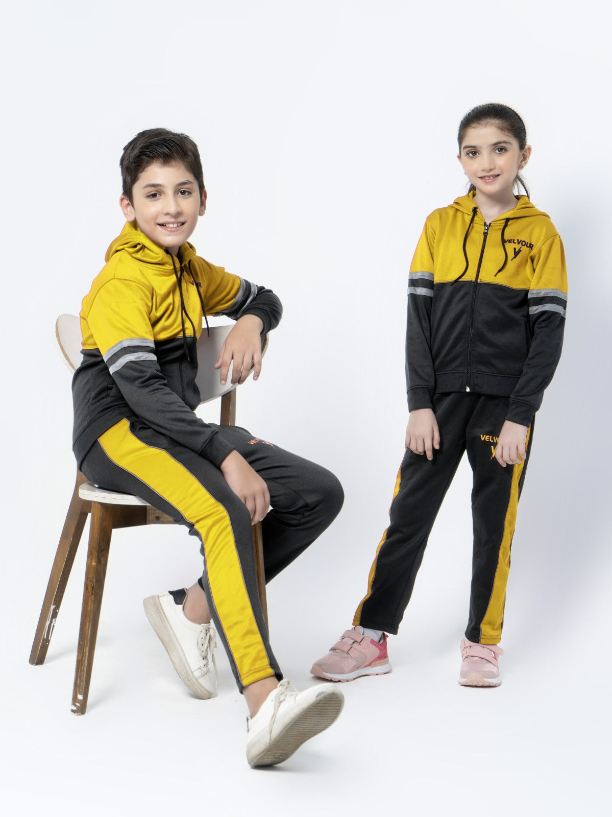 Hooded Tracksuit For Boys & Girls, Poly Athletic Fleece #VWT08-B
