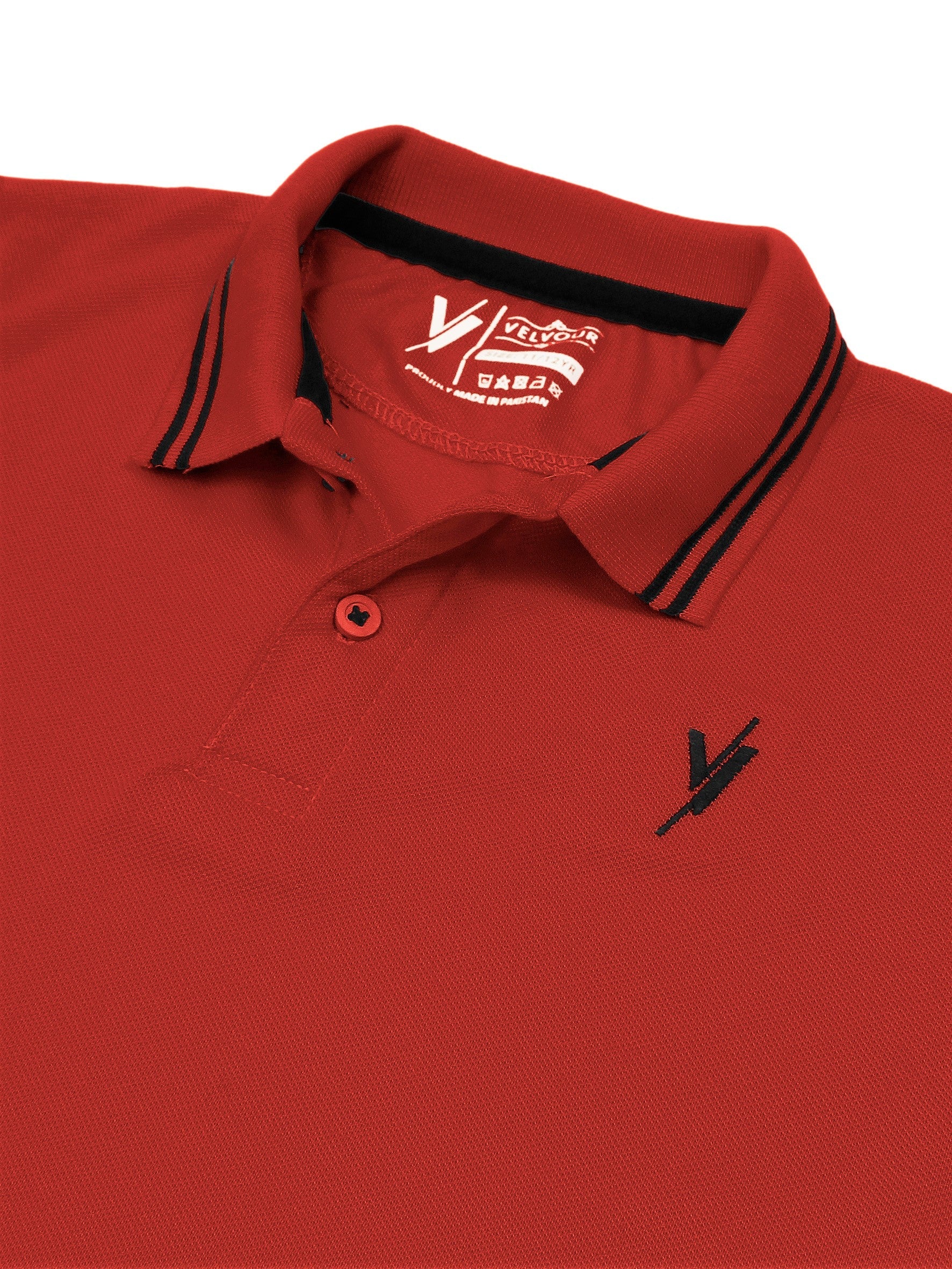 Tipping Collar Polo Shirt For Mens Plain Red