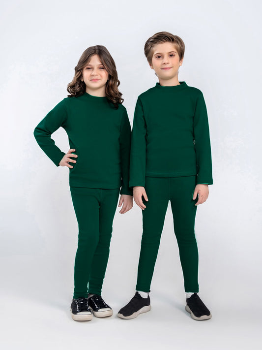 Power stretch ribbed inner suit For Boys & Girls #VIS07 Dark Green