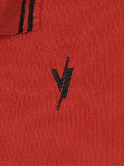 Tipping Collar Polo Shirt For Mens Plain Red