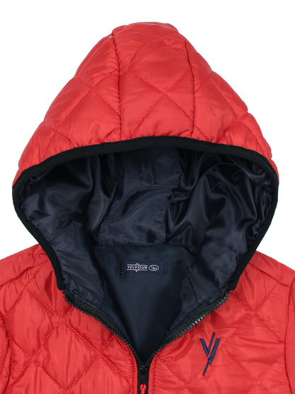 Full Sleeves Hooded Puffer Jacket Boys & Girls Red VJ19C