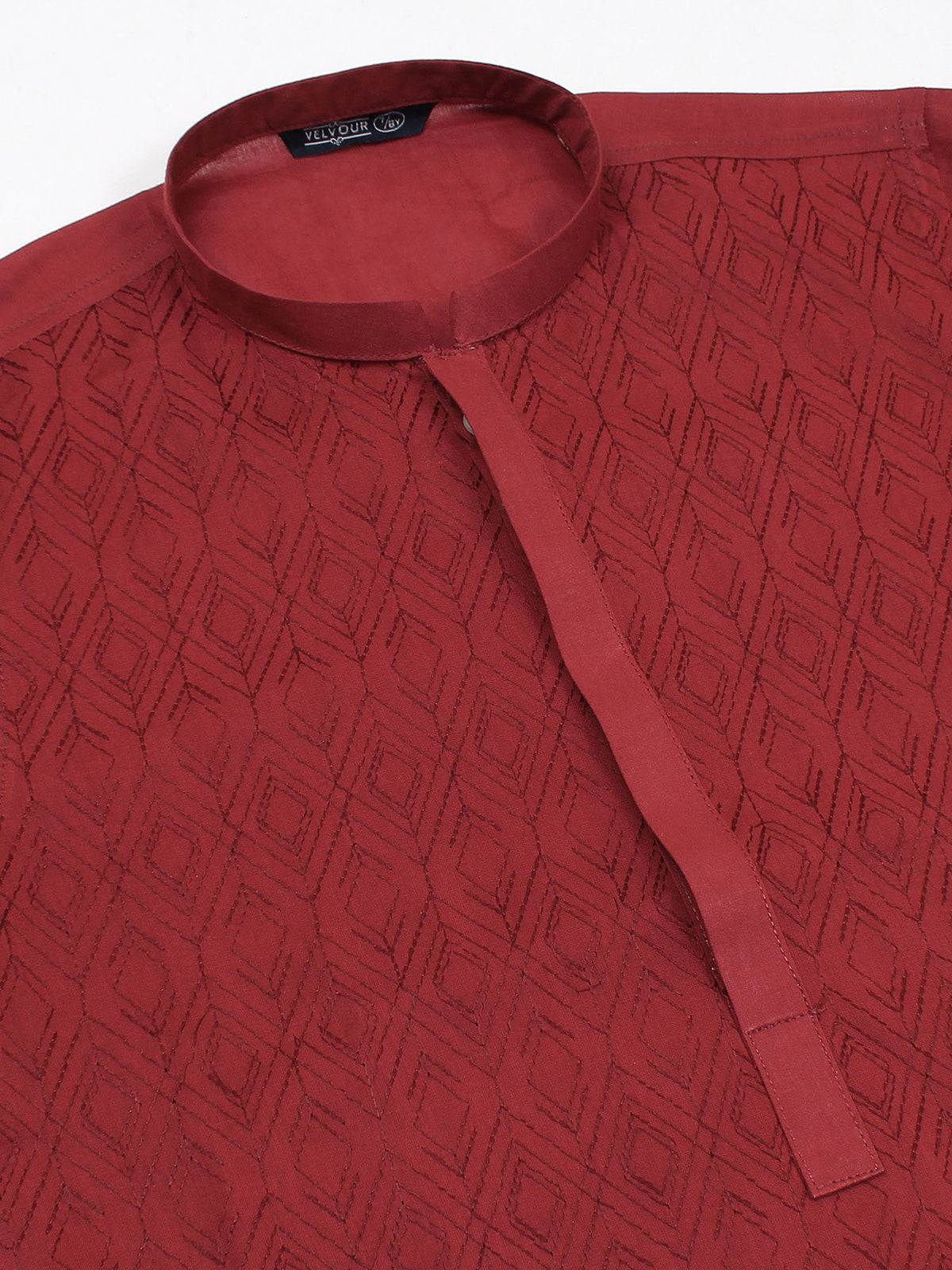 Velvour Boys Embroidered Kurta Maroon VB158