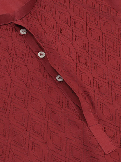 Velvour Boys Embroidered Kurta Maroon VB158