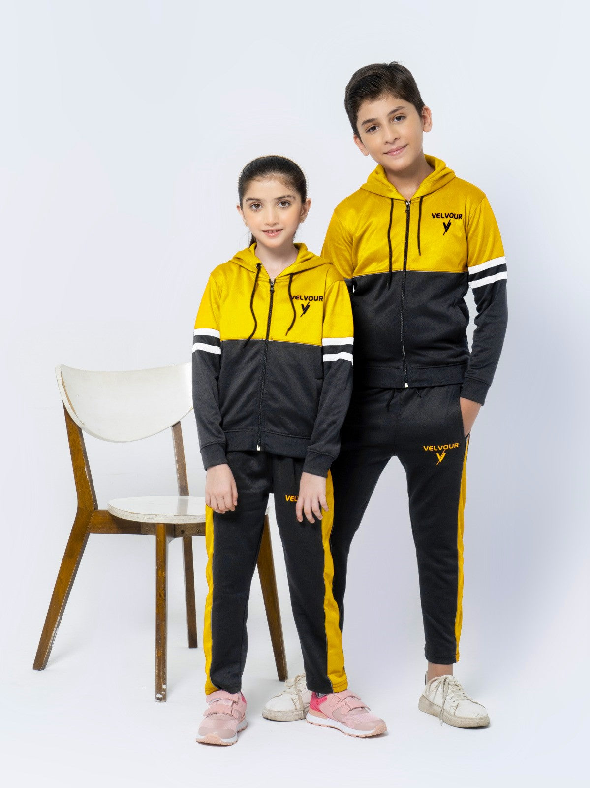 Hooded Tracksuit For Boys & Girls, Poly Athletic Fleece #VWT08-B