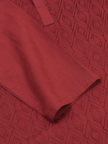 Velvour Boys Embroidered Kurta Maroon VB158