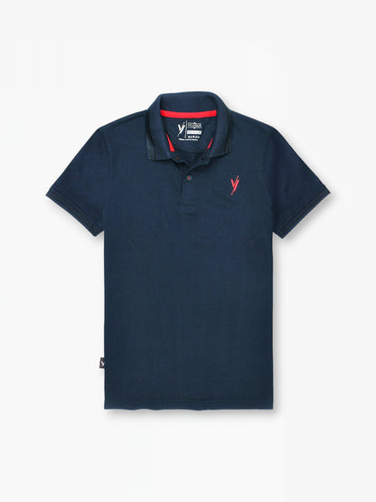 Tipping Collar Polo Shirt For Boys plain Navy Blue