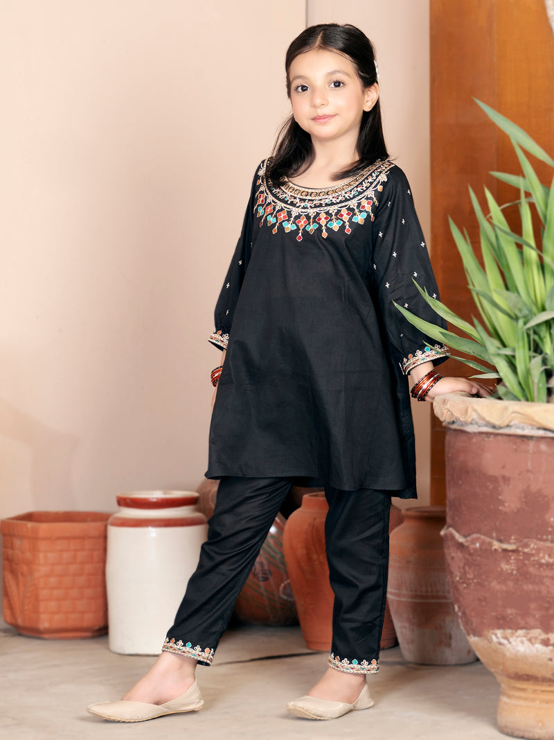 Girls Summer 2Pcs Embroidered Suit VG63-B
