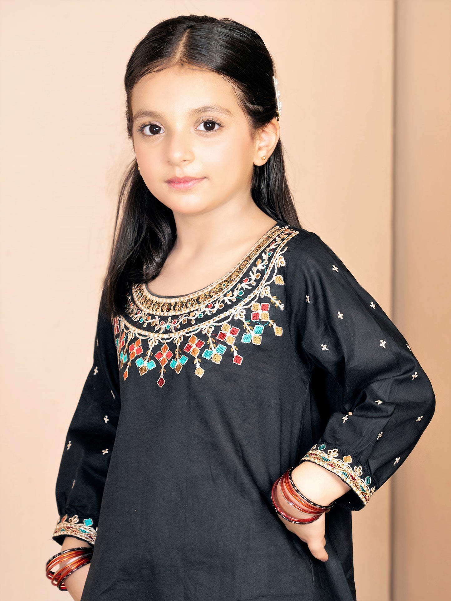 Girls 2Pcs Suit (Summer) VG63-B Black
