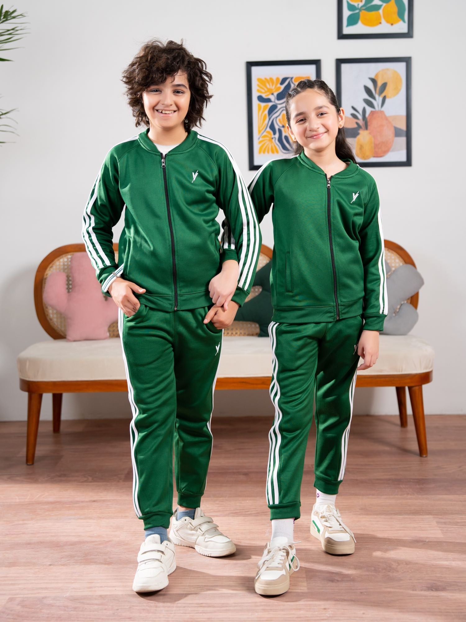 Mock Neck Tracksuit For Boys & Girls, Fleece #VWT36-A