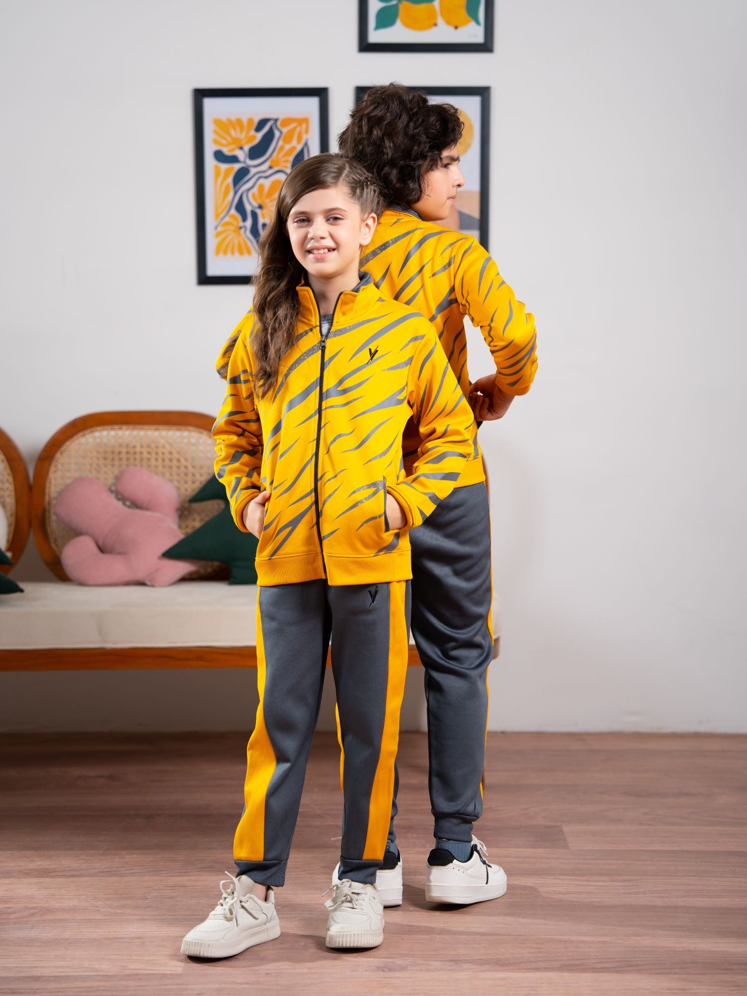 Mock Neck Tracksuit For Boys & Girls, Fleece #VWT27-B