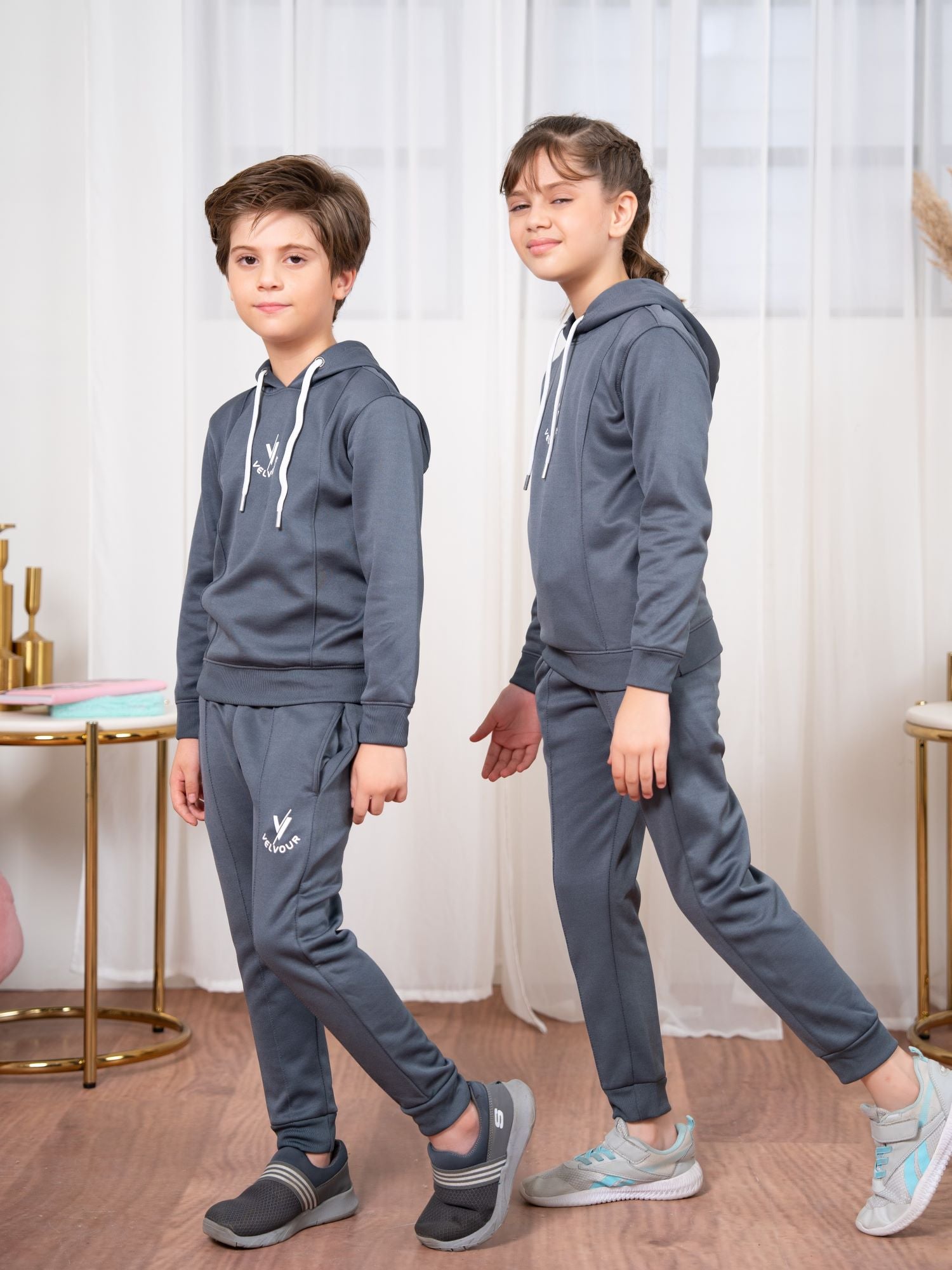 Hooded Tracksuit For Boys & Girls, Poly Athletic Fleece #VWT28-A