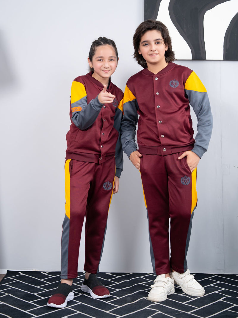 Mock Neck Tracksuit For Boys & Girls, Fleece #VWT24-B