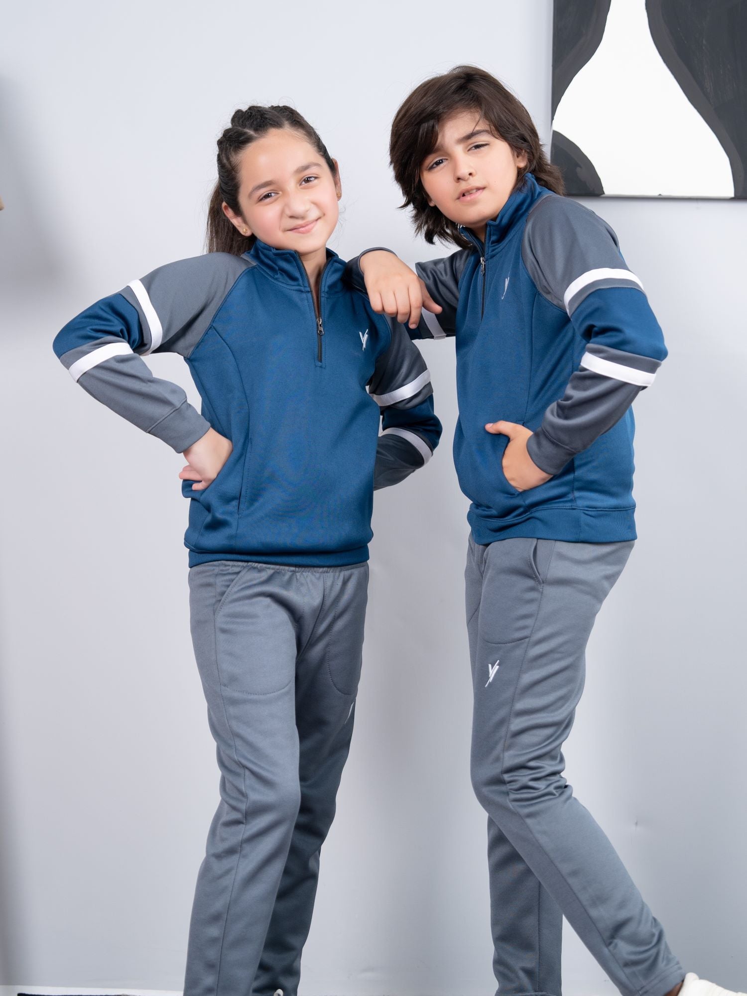 Mock Neck Tracksuit For Boys & Girls, Fleece #VWT23-A